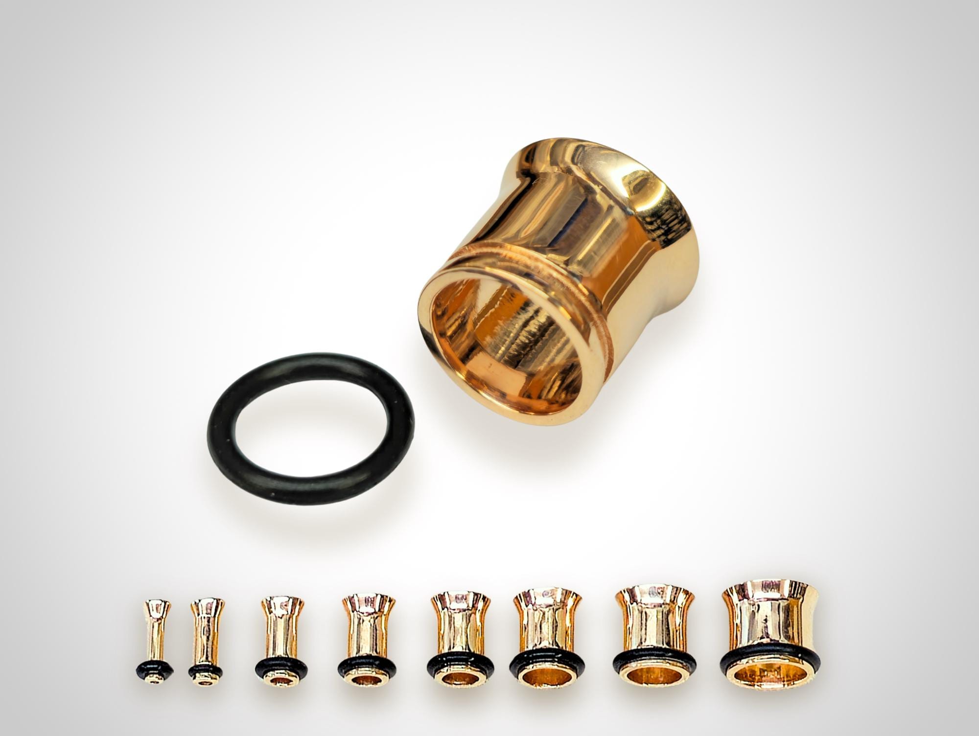 14K Gold Single Flared Plug Ear stretching kit, Ear Tunnel Body Jewellery - 1pc each order