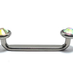 Titanium Surface Barbell Dermal Staple Piercing 14G Body Jewellery with Gem Crystals