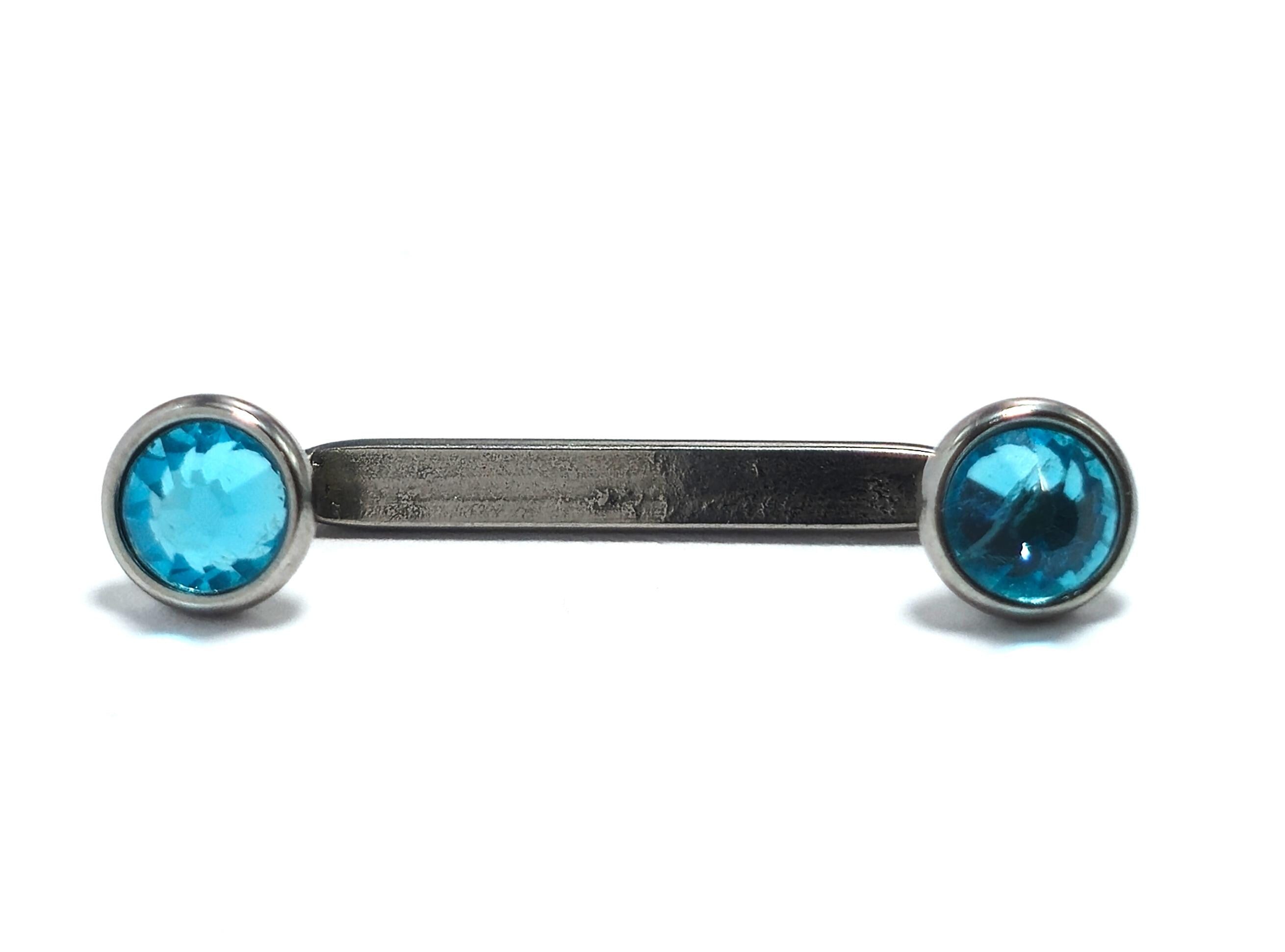 Titanium Surface Barbell Dermal Staple Piercing 14G Body Jewellery with Gem Crystals