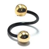 Titanium Twisted Spiral Barbell Combined with 14K Solid Gold Balls Body Jewellery Lip Ring, Helix Earring - Sold as a single unit