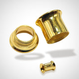 14K Gold Double Flared Plug Ear Lobe Stretchers, Ear Tunnel Body Jewellery - 1pc each order