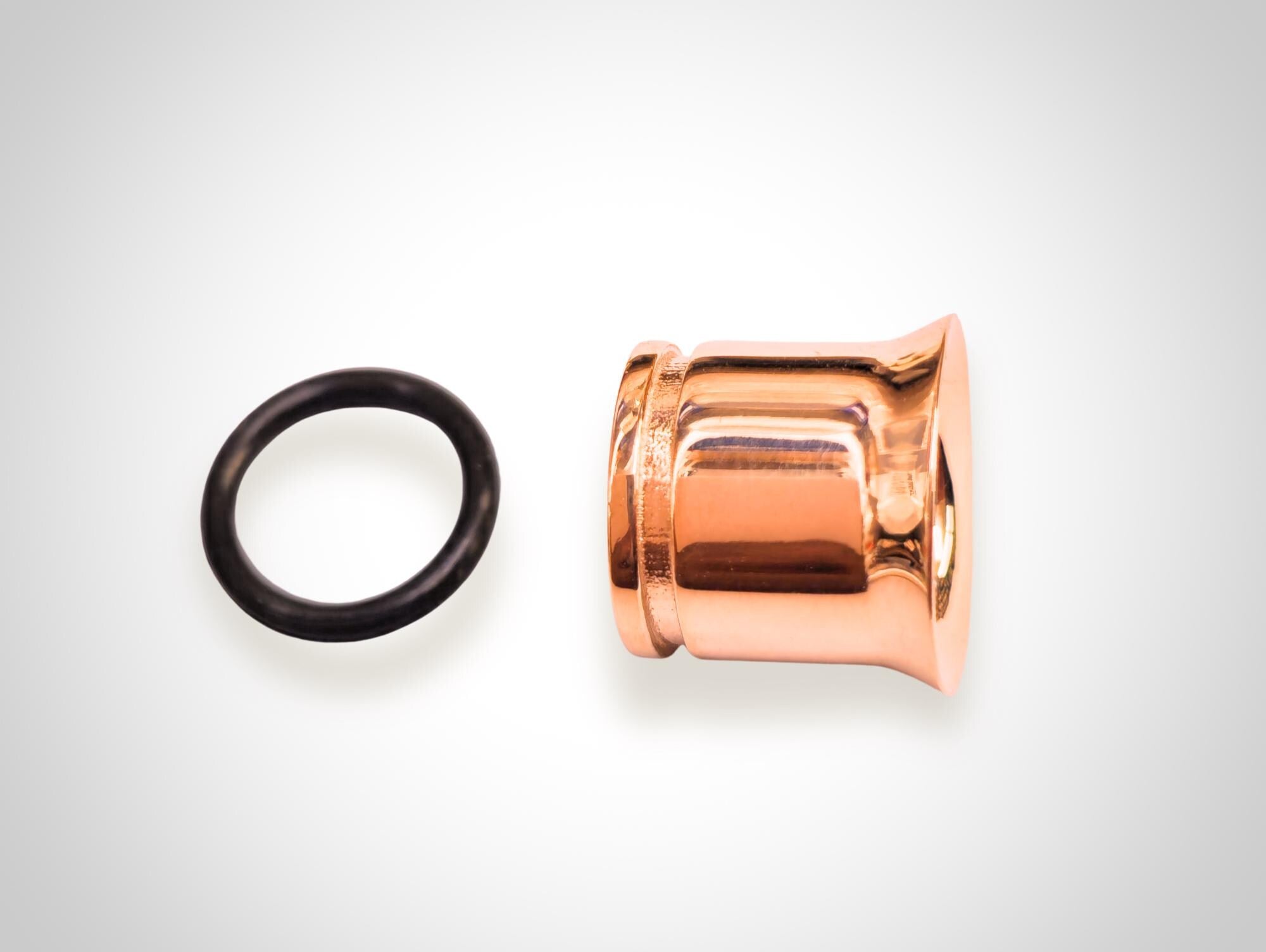 14K Rose Gold Single Flared Plugs Ear stretching Tunnel Body Jewellery - 1pc each order