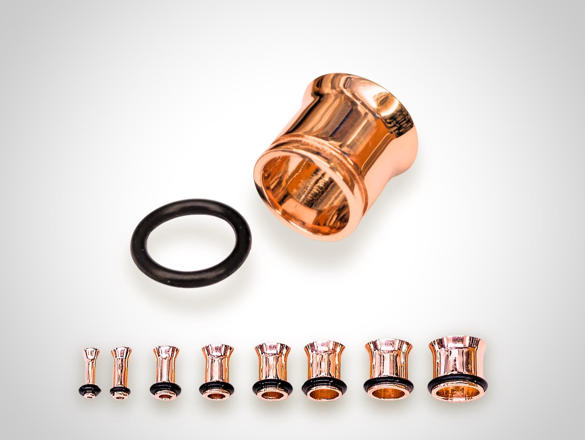14K Rose Gold Single Flared Plugs Ear stretching Tunnel Body Jewellery - 1pc each order