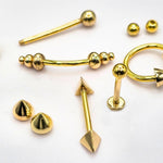 14K Gold 3 Side Pyramid Design Spike Eyebrow Piercing Curved Barbell Piercing, Cartilage Piercing, Belly Ring - 14G Body Jewellery