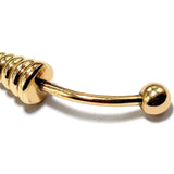 14K Gold Spike Eyebrow Jewellery Spring Design 16G Body Piercing Curved Barbell combination of custom size ball end - 1pc each order