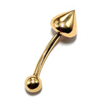 14K Gold Round Cone Eyebrow Jewellery 16G Body Piercing Curved Barbell combination of custom size ball end - 1pc each order