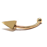 14K Gold Eyebrow Jewellery Spike Pyramid 3 Side Design 16G Body Piercing Curved Barbell combination of custom size ball end - 1pc each order