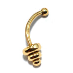 14K Gold Eyebrow Piercing Unique Cone Design 16G Body Jewellery Curved Barbell combination of custom size ball end - 1pc each order