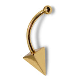 14K Gold 4 Sided Pyramid Spike Eyebrow Jewellery 16G Body Piercing Curved Barbell combination of custom size ball end - 1pc each order