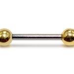 Titanium Tongue Barbells, Nipple Piercing Combined with 14K Solid Gold Balls Body Jewellery Sold as a single unit