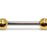 Titanium Tongue Barbells, Nipple Piercing Combined with 14K Solid Gold Balls Body Jewellery Sold as a single unit
