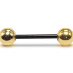 Titanium Tongue Barbells, Nipple Piercing Combined with 14K Solid Gold Balls Body Jewellery Sold as a single unit