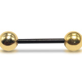 Titanium Tongue Barbells, Nipple Piercing Combined with 14K Solid Gold Balls Body Jewellery Sold as a single unit