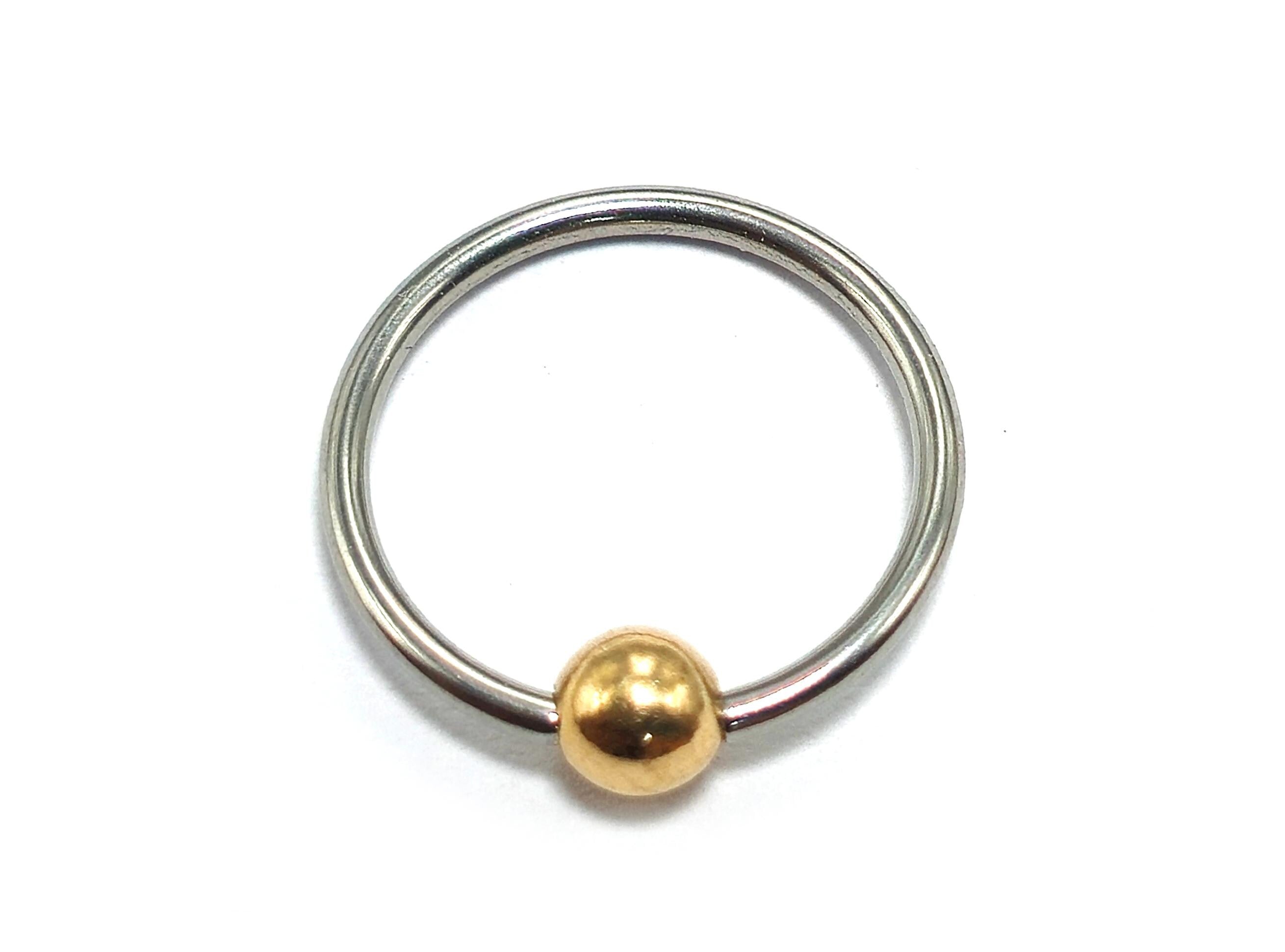 Titanium Nipple ring, Septum Nose Jewellery, Lip piercing Combined with 14K Solid Gold Balls Body Jewellery Sold as a single unit