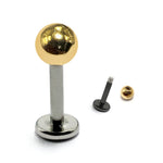 Titanium Labret Studs Combined with 14K Solid Gold Balls Body Jewellery Lip Piercing Jewelry Sold as a single unit