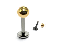 Titanium Labret Studs Combined with 14K Solid Gold Balls Body Jewellery Lip Piercing Jewelry Sold as a single unit