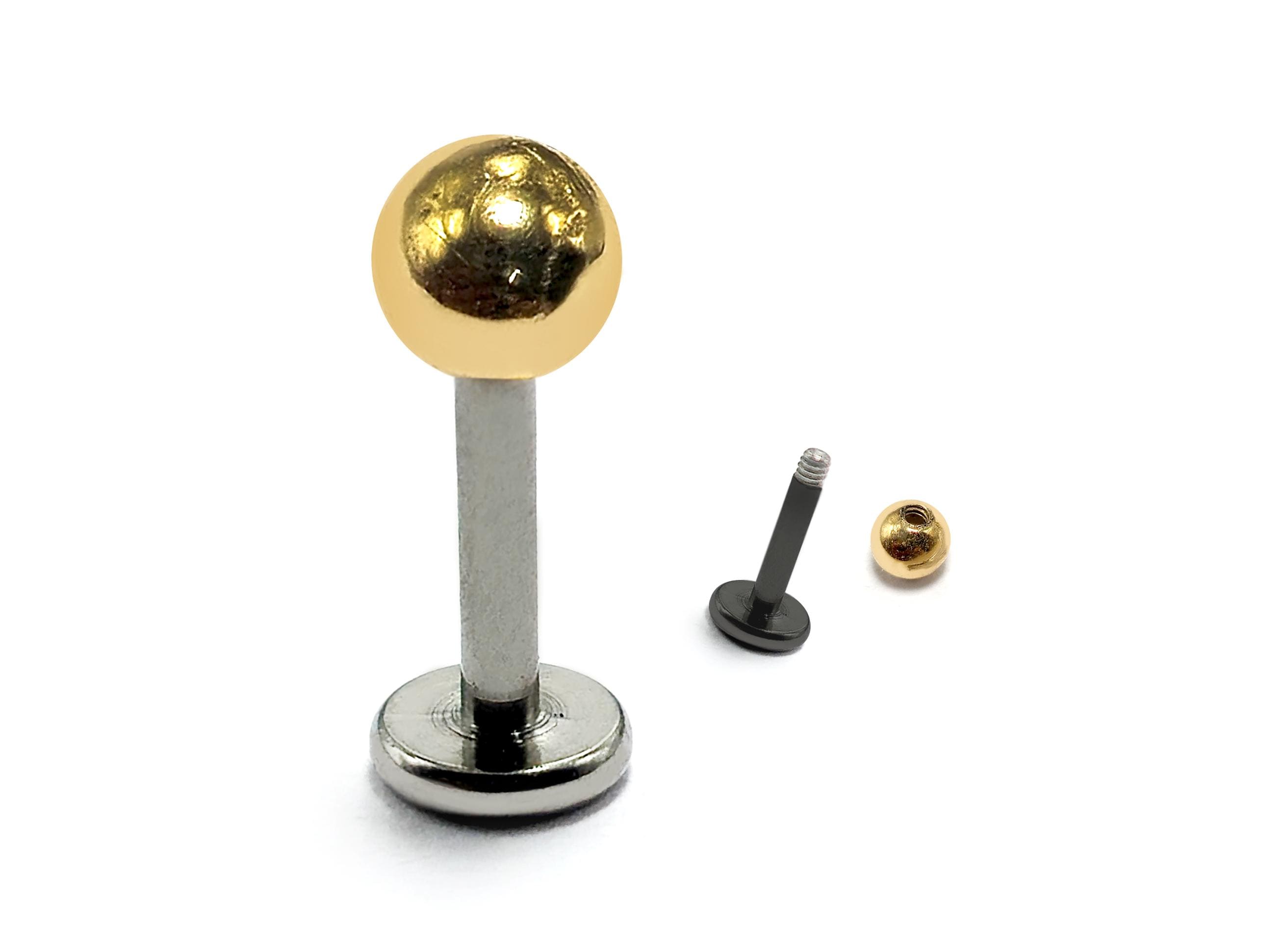 Titanium Labret Studs Combined with 14K Solid Gold Balls Body Jewellery Lip Piercing Jewelry Sold as a single unit