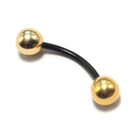 Titanium Curved Barbell Combined with 14K Solid Gold Balls Body Jewellery Eyebrow Piercing, Vertical Labret lip Bar - Sold as a single unit