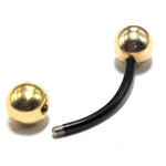 Titanium Curved Barbell Combined with 14K Solid Gold Balls Body Jewellery Eyebrow Piercing, Vertical Labret lip Bar - Sold as a single unit