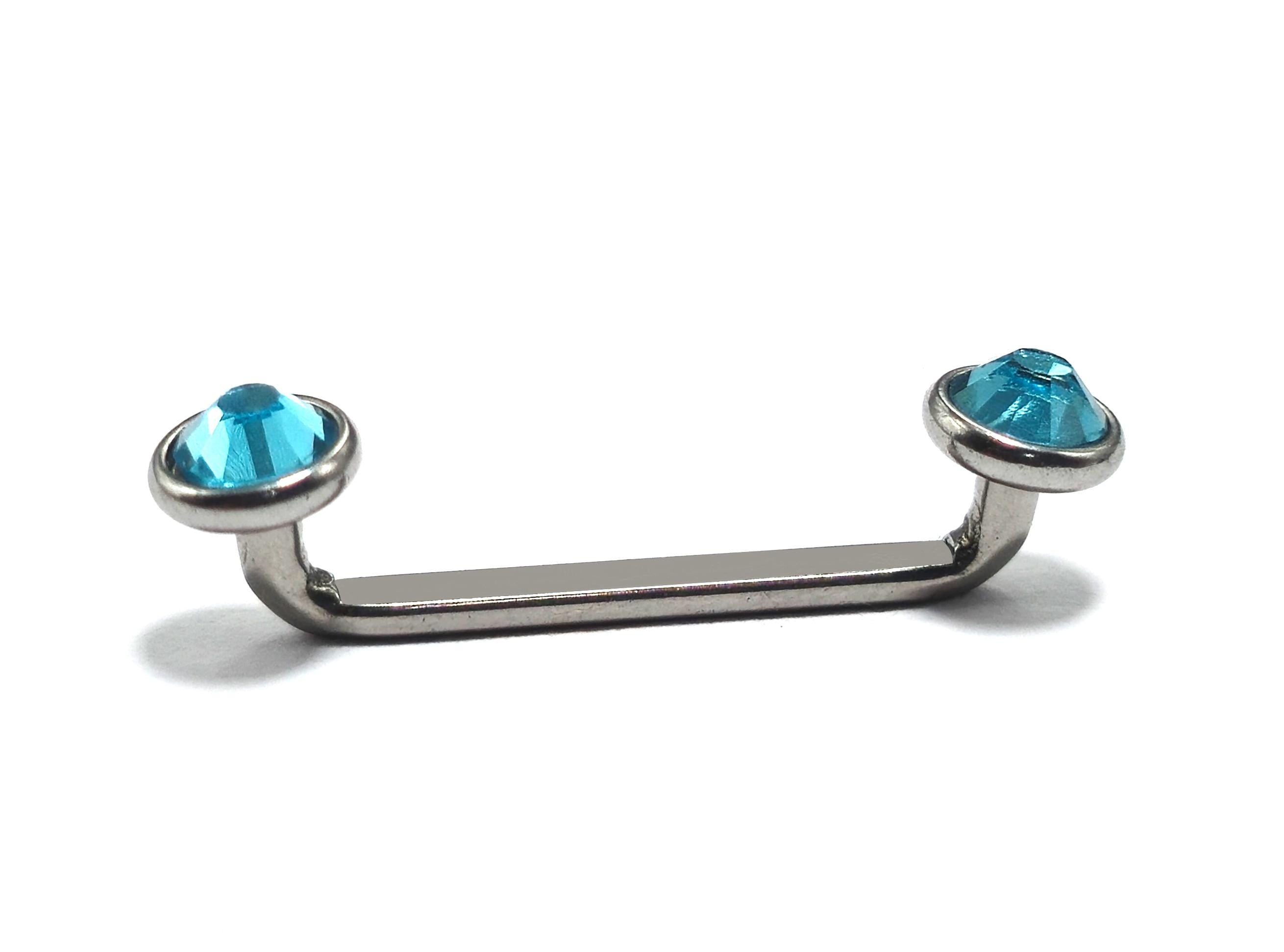 Titanium Surface Barbell Dermal Staple Piercing 14G Body Jewellery with Gem Crystals