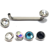 Titanium Surface Barbell Dermal Staple Piercing 14G Body Jewellery with Gem Crystals