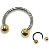 Titanium Septum Horseshoe Ring Combined with 14K Solid Gold Balls Circular Barbells Body Jewellery Nose Ring Sold as a single unit