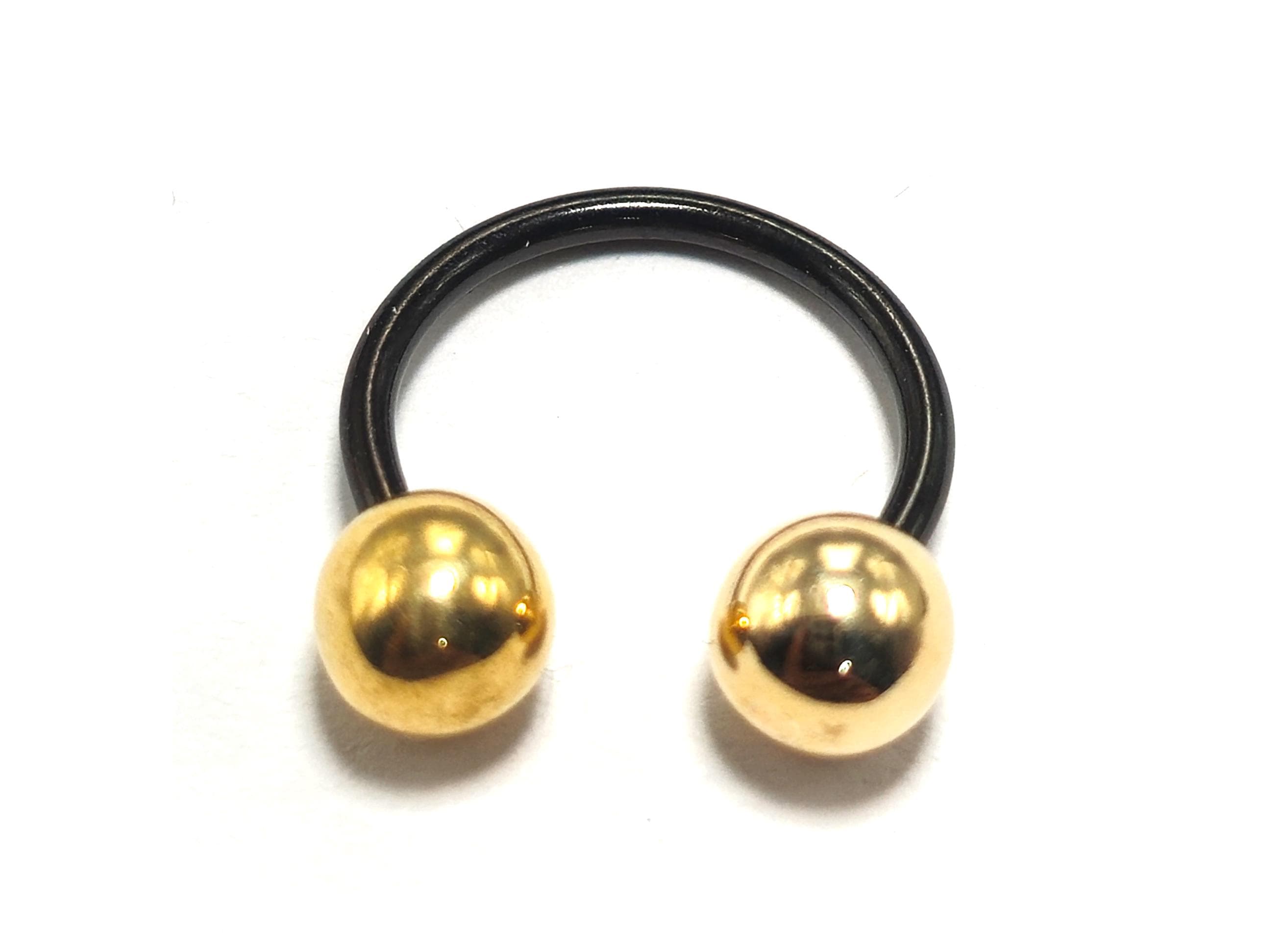 Titanium Septum Horseshoe Ring Combined with 14K Solid Gold Balls Circular Barbells Body Jewellery Nose Ring Sold as a single unit