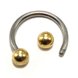 Titanium Septum Horseshoe Ring Combined with 14K Solid Gold Balls Circular Barbells Body Jewellery Nose Ring Sold as a single unit