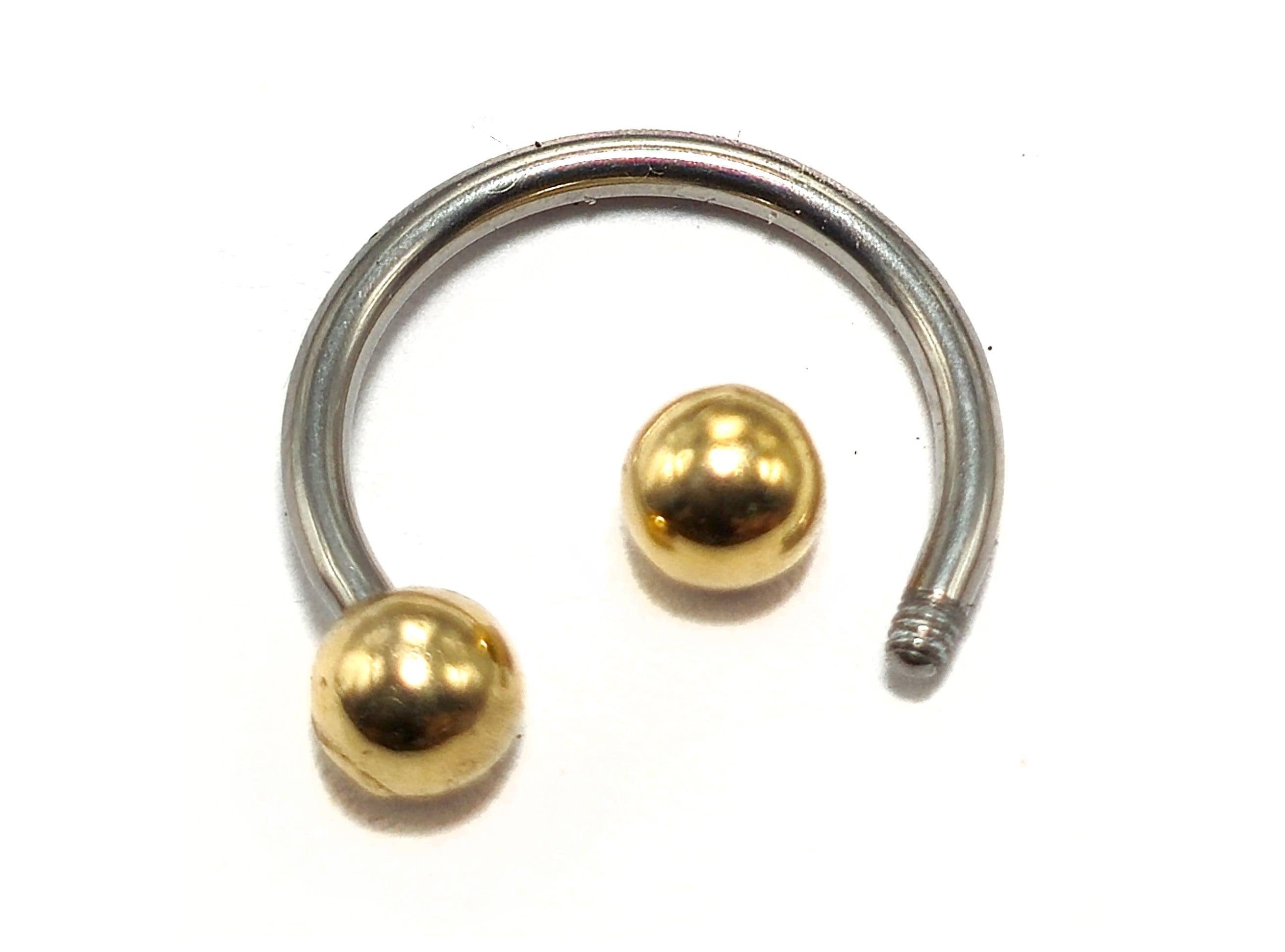 Titanium Septum Horseshoe Ring Combined with 14K Solid Gold Balls Circular Barbells Body Jewellery Nose Ring Sold as a single unit