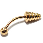 14K Gold Spike Eyebrow Jewellery Spring Design 16G Body Piercing Curved Barbell combination of custom size ball end - 1pc each order