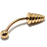14K Gold Spike Eyebrow Jewellery Spring Design 16G Body Piercing Curved Barbell combination of custom size ball end - 1pc each order