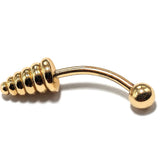 14K Gold Spike Eyebrow Jewellery Spring Design 16G Body Piercing Curved Barbell combination of custom size ball end - 1pc each order
