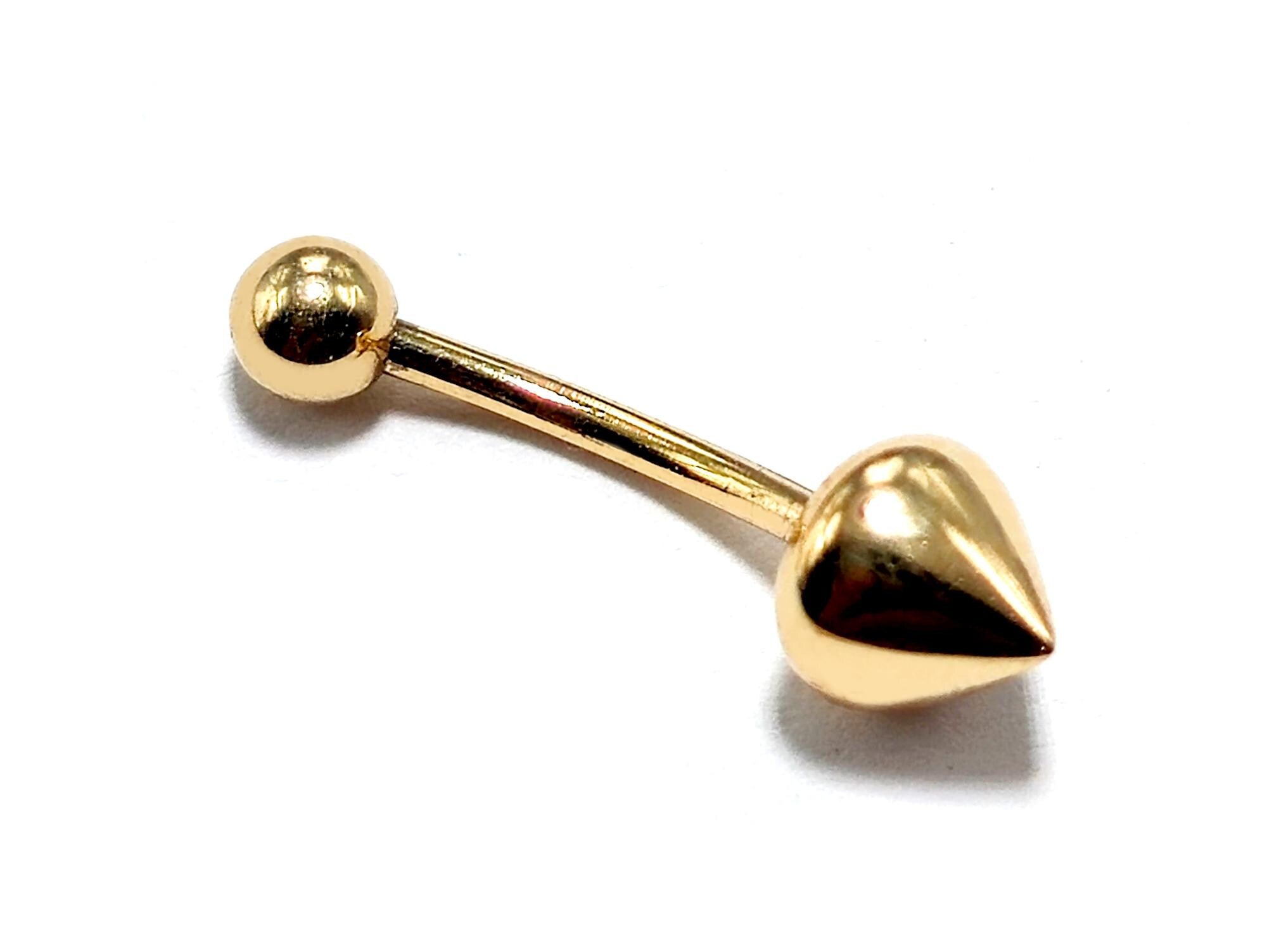 14K Gold Round Cone Eyebrow Jewellery 16G Body Piercing Curved Barbell combination of custom size ball end - 1pc each order