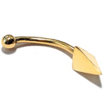14K Gold Eyebrow Jewellery Spike Pyramid 3 Side Design 16G Body Piercing Curved Barbell combination of custom size ball end - 1pc each order