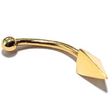 14K Gold Eyebrow Jewellery Spike Pyramid 3 Side Design 16G Body Piercing Curved Barbell combination of custom size ball end - 1pc each order