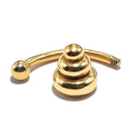 14K Gold Eyebrow Piercing Unique Cone Design 16G Body Jewellery Curved Barbell combination of custom size ball end - 1pc each order