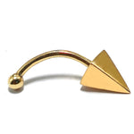 14K Gold 4 Sided Pyramid Spike Eyebrow Jewellery 16G Body Piercing Curved Barbell combination of custom size ball end - 1pc each order