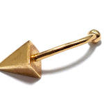 14K Gold 4 Sided Pyramid Spike Eyebrow Jewellery 16G Body Piercing Curved Barbell combination of custom size ball end - 1pc each order