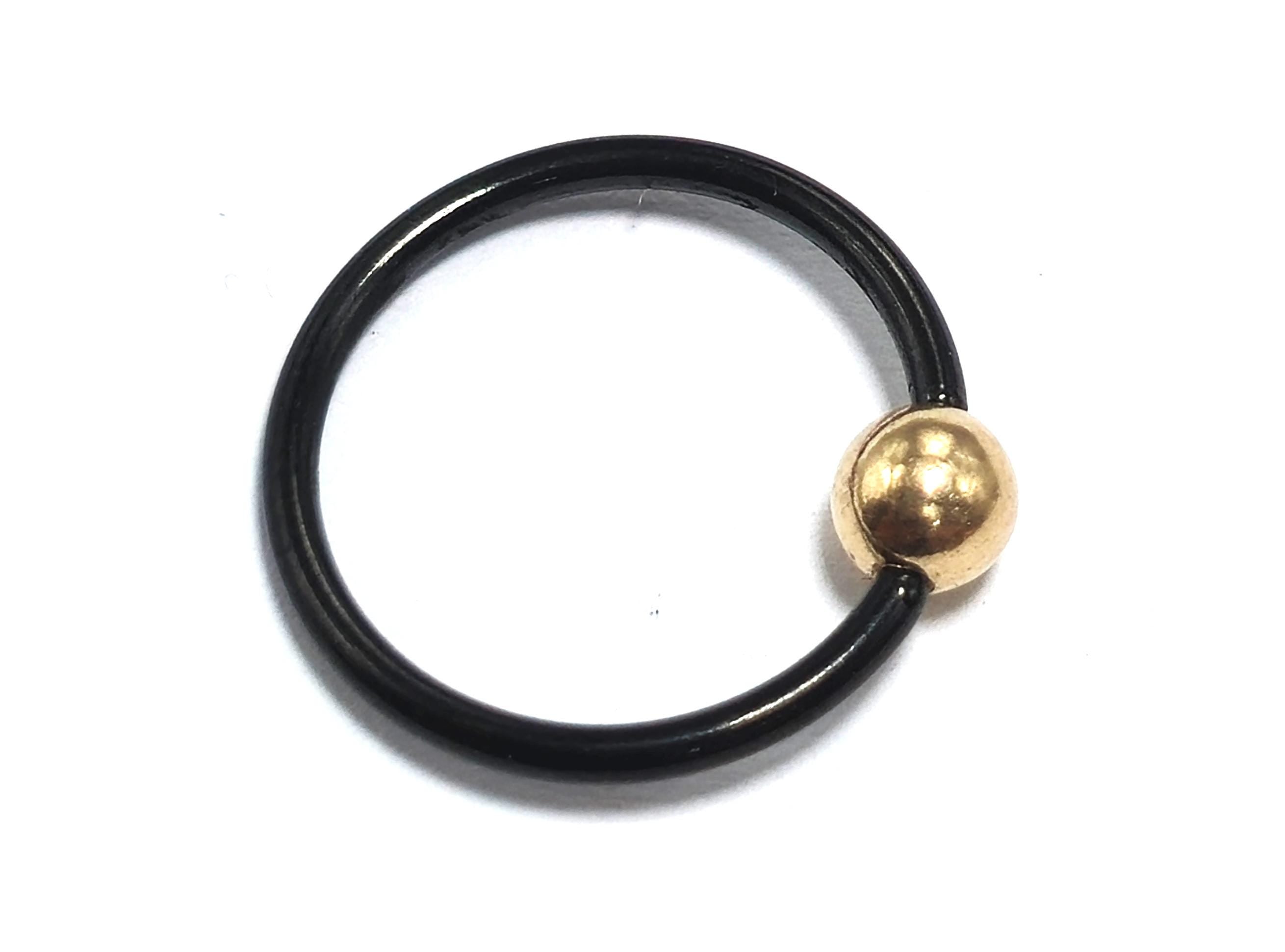 Titanium Nipple ring, Septum Nose Jewellery, Lip piercing Combined with 14K Solid Gold Balls Body Jewellery Sold as a single unit