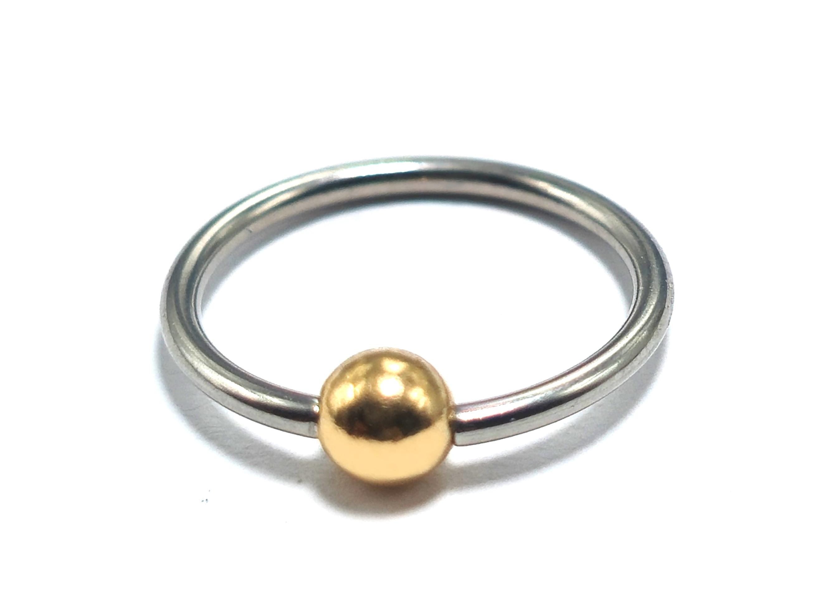 Titanium Nipple ring, Septum Nose Jewellery, Lip piercing Combined with 14K Solid Gold Balls Body Jewellery Sold as a single unit