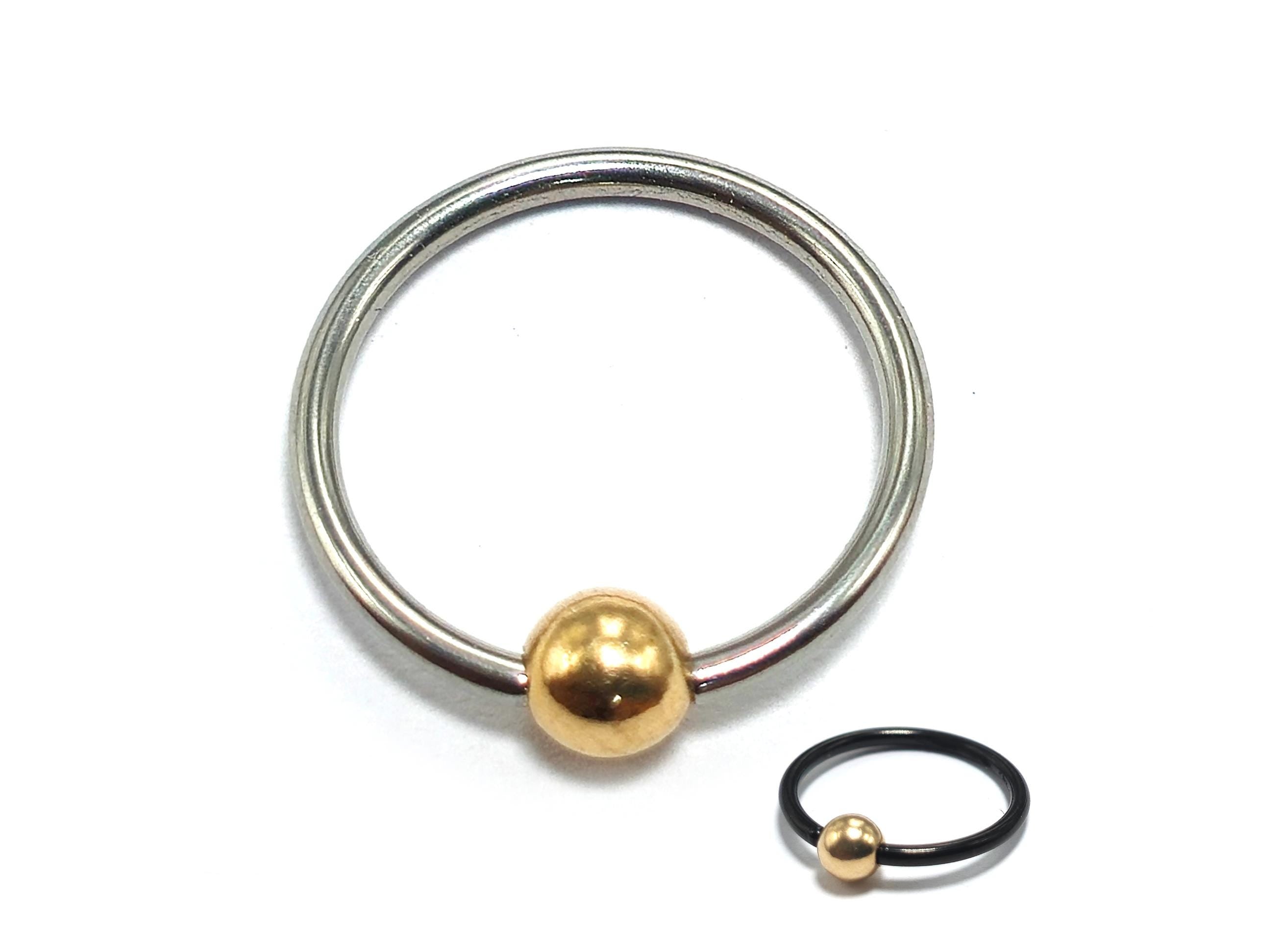 Titanium Nipple ring, Septum Nose Jewellery, Lip piercing Combined with 14K Solid Gold Balls Body Jewellery Sold as a single unit