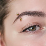 14K Gold Curved Barbell Piercing, Eyebrow Piercing with Gem Balls Cartilage Studs, Belly Ring - 16G Body Jewellery Gold Bent Bar