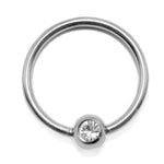 Titanium Captive Bead Hoop Septum Rings with Gem ball Crystals, BCR/CBR Nipple Piercing - 1pc each order - 18g 16g 14g Body Jewellery