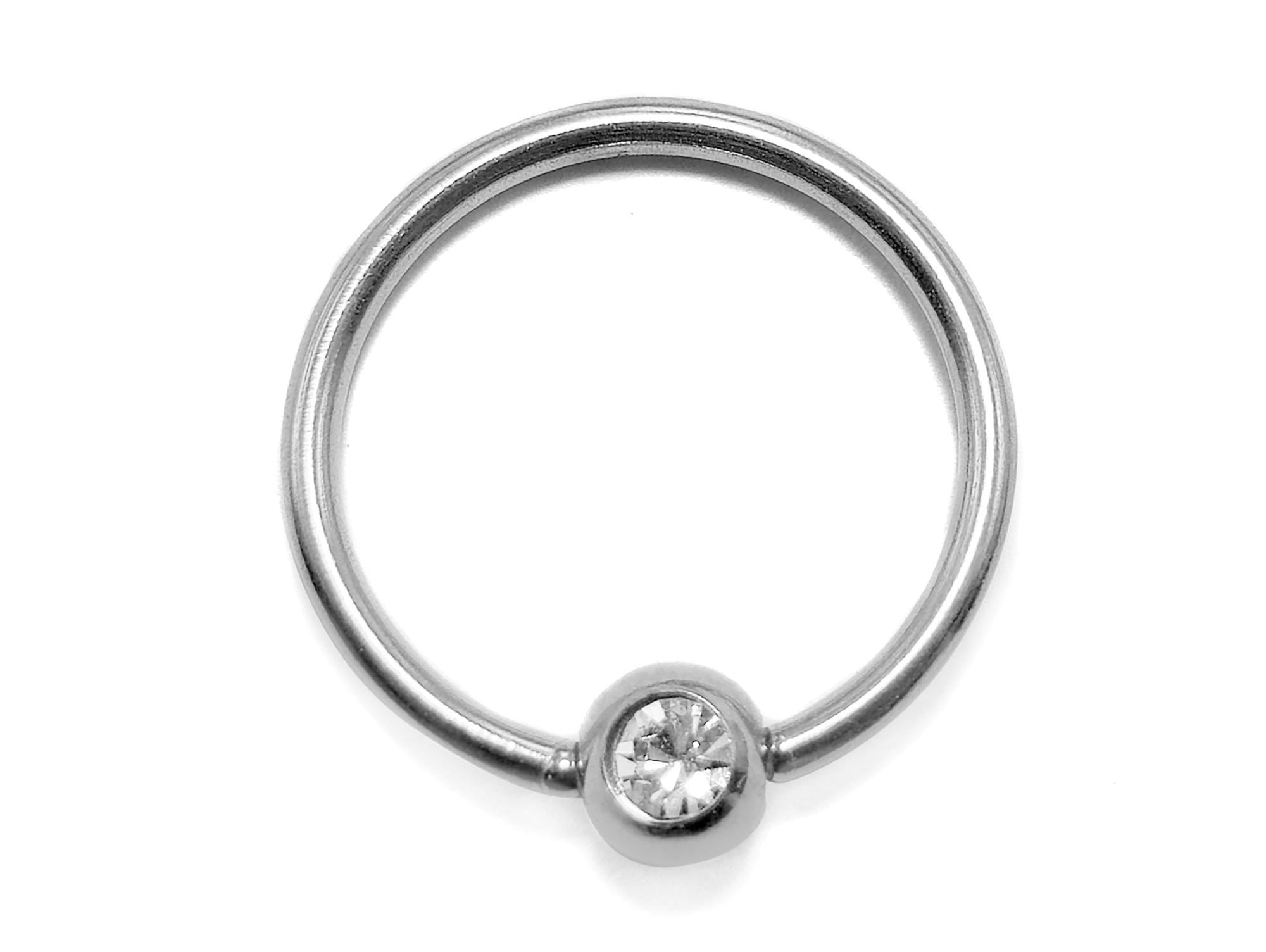 Titanium Captive Bead Hoop Septum Rings with Gem ball Crystals, BCR/CBR Nipple Piercing - 1pc each order - 18g 16g 14g Body Jewellery