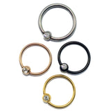 Titanium Captive Bead Hoop Septum Rings with Gem ball Crystals, BCR/CBR Nipple Piercing - 1pc each order - 18g 16g 14g Body Jewellery