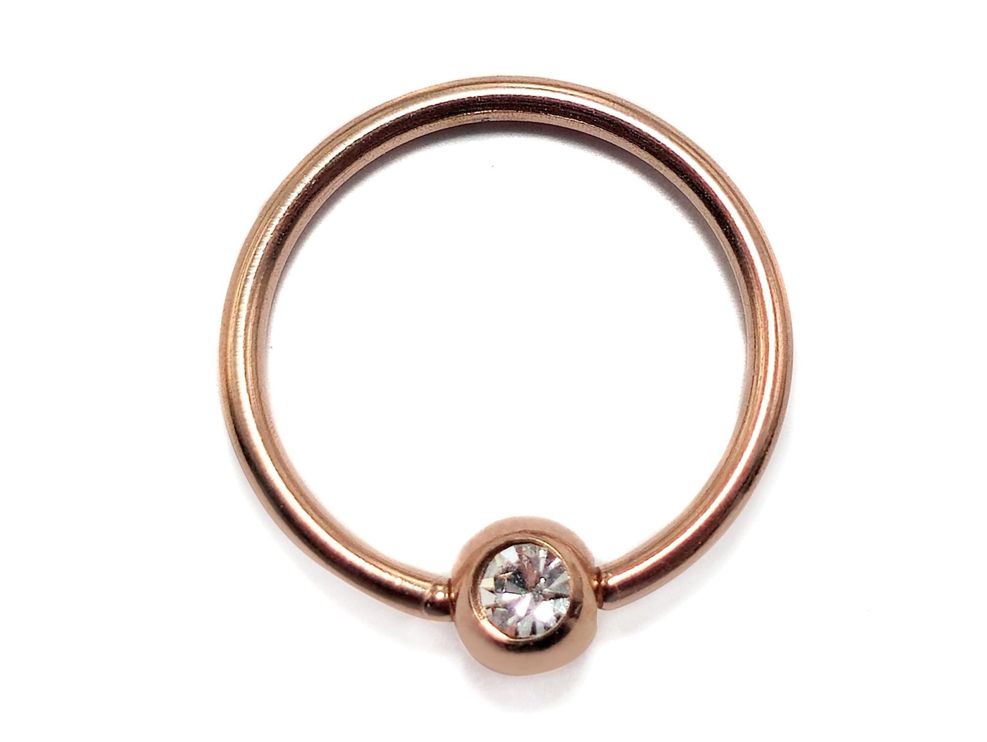 Titanium Captive Bead Hoop Septum Rings with Gem ball Crystals, BCR/CBR Nipple Piercing - 1pc each order - 18g 16g 14g Body Jewellery