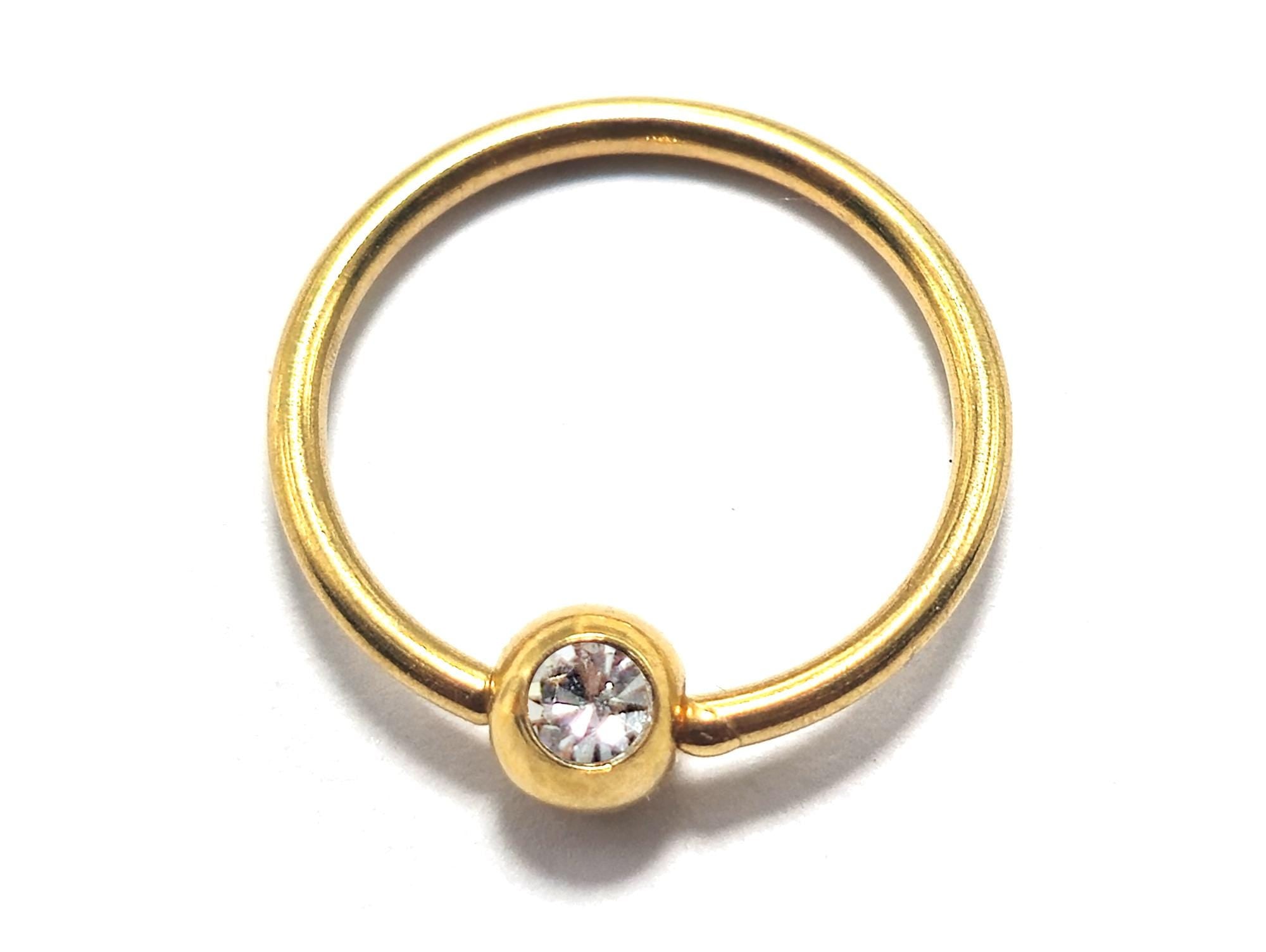 Titanium Captive Bead Hoop Septum Rings with Gem ball Crystals, BCR/CBR Nipple Piercing - 1pc each order - 18g 16g 14g Body Jewellery