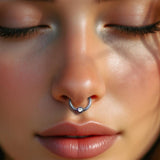 Titanium Captive Bead Hoop Septum Rings with Gem ball Crystals, BCR/CBR Nipple Piercing - 1pc each order - 18g 16g 14g Body Jewellery