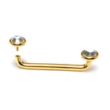 14K Gold Surface Barbell Dermal Staple Piercing Internally Threaded 16G 14G Body Jewellery with Gem Crystals - Sold in 1pc