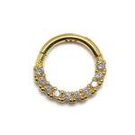 14K Gold 16G Septum Hinged Ring, Conch, Daith, Helix hoop Body Jewellery Piercing with Prong Set Gem Crystals - Sold Individually